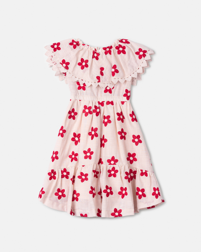 Vestido Infantil Flores Vermelhas Bordadas - Animê