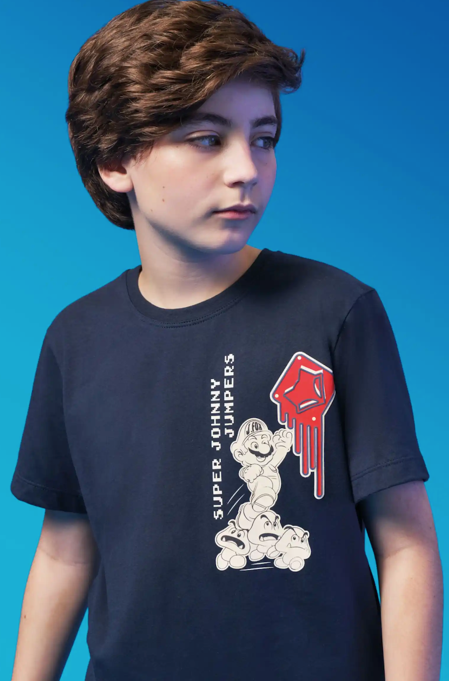Conjunto Infantil Camiseta Johnny Jumpers Azul Marinho e Bermuda Molevisco Urban Flow Preto - Little Johnny