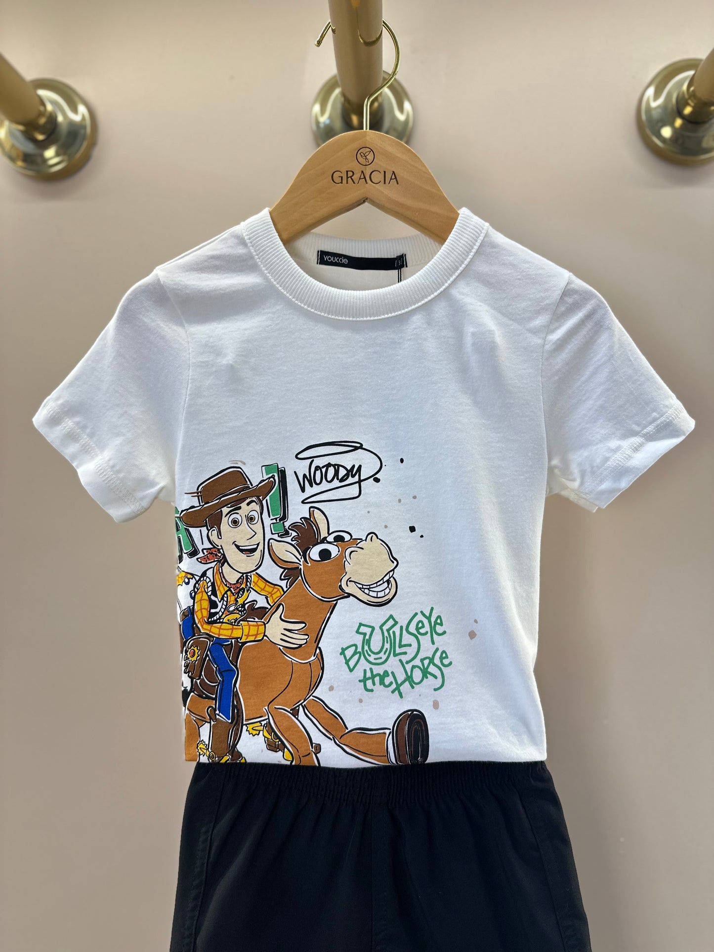 Conjunto Infantil Camiseta Toy Story  Woody e Bermuda  Moletom Preta - Youccie