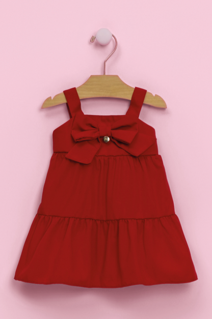 Vestido Infantil Laço Maxxi Babados Em Camadas Vermelho - Mon Sucre
