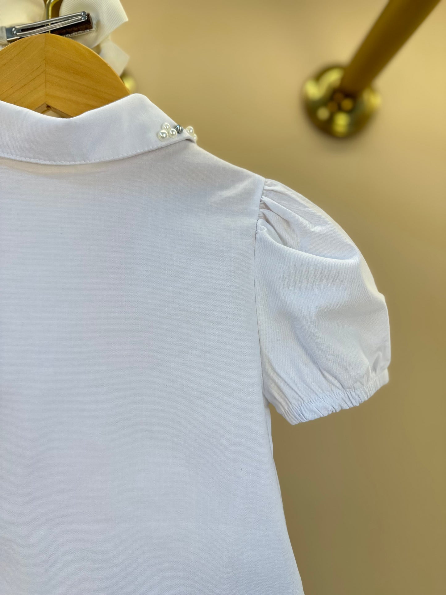 Camisa Infantil Algodão Gola Cristais Branca - Gabriela Aquarela