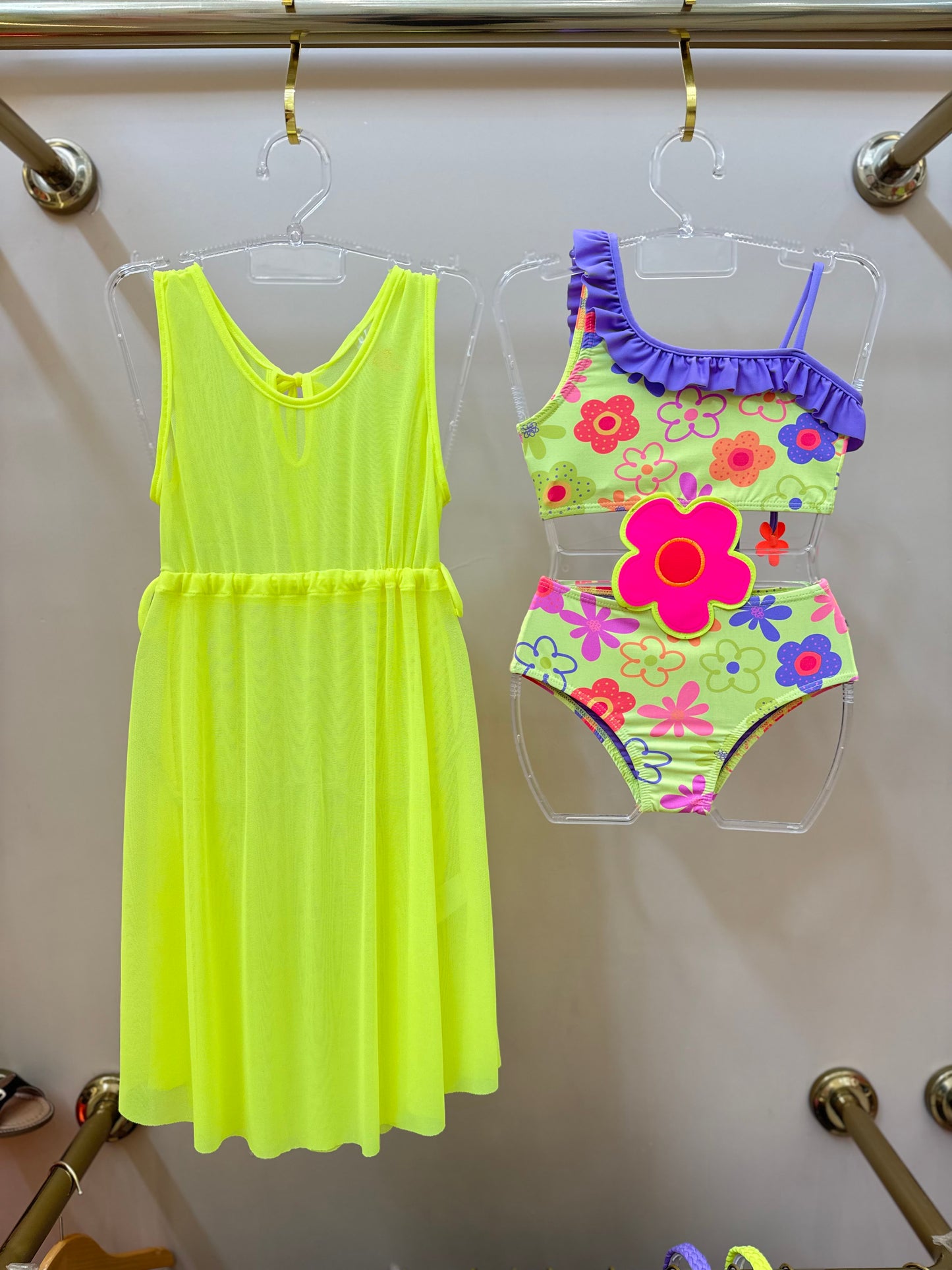 Vestido Infantil Larissa Tule Amarelo Fluor - Siri Kids