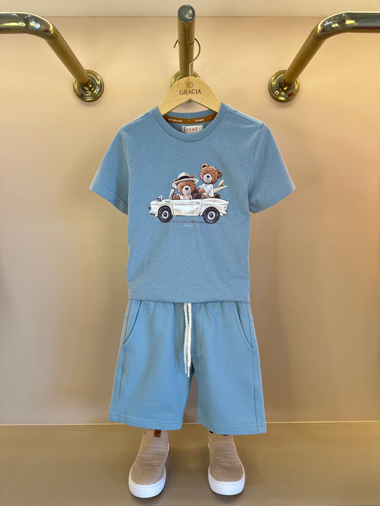 Conjunto Infantil Camiseta Algodão Teddy Conversível Malibu e Bermuda Básica Moletom Algodão Malibu - Dame
