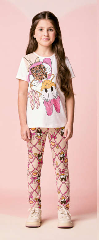 Conjunto Infantil Blusa MC e Legging Estampado Disney - Momi
