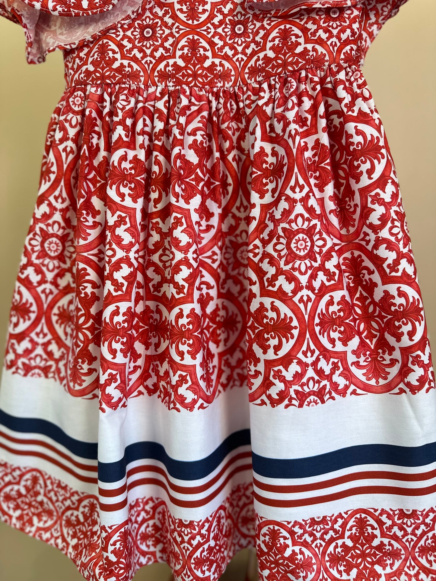Vestido Infantil Midi Estampa DG Vermelho - Um Mais Um