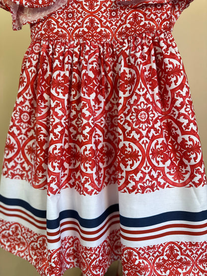 Vestido Infantil Midi Estampa DG Vermelho - Um Mais Um