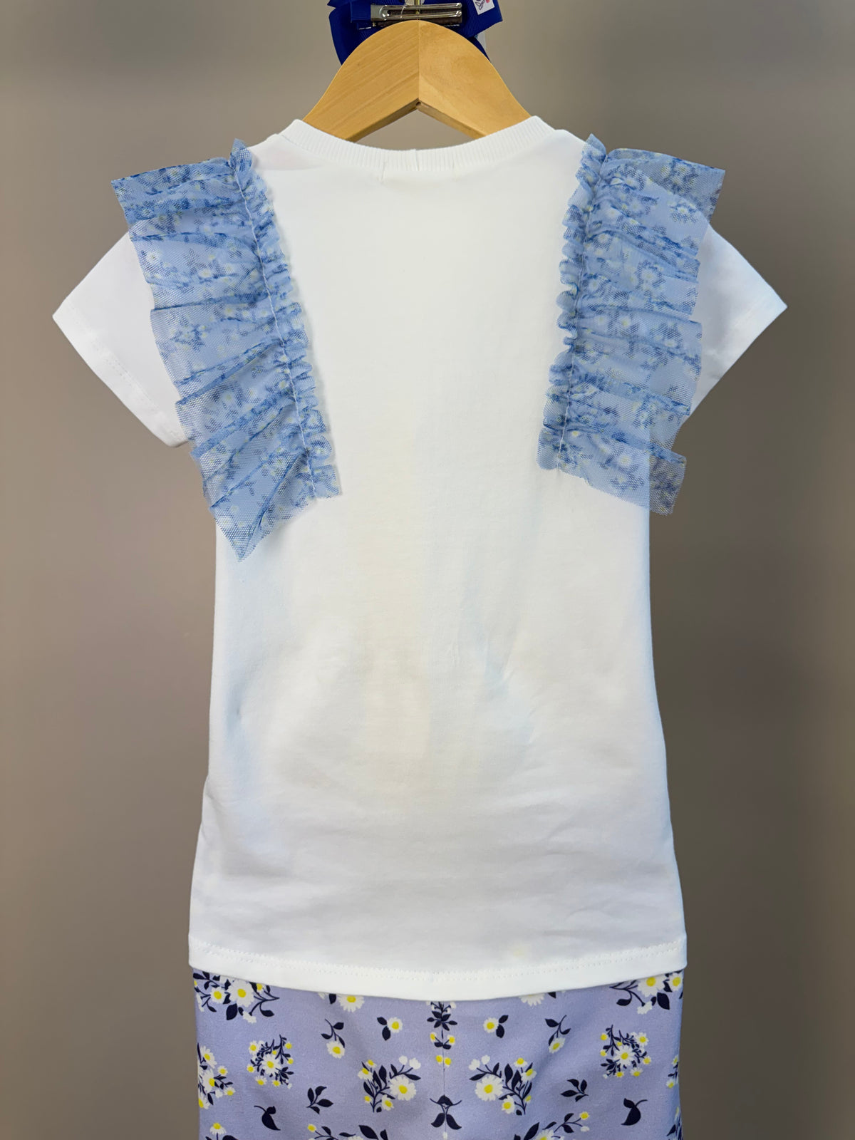 Conjunto Infantil Blusa Mangas Tule e Calça Legging Estampada - Petit Cherie