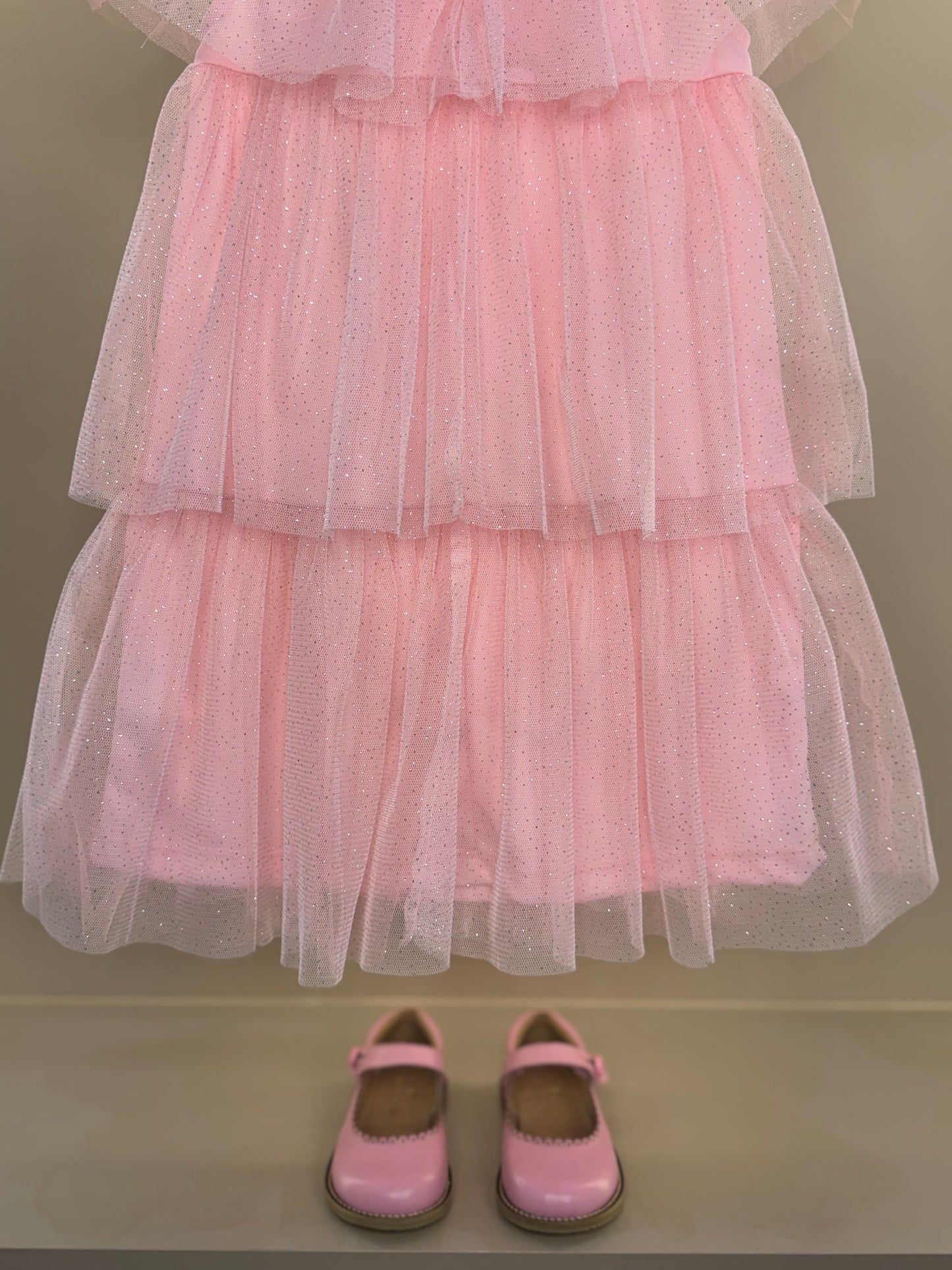 Vestido Infantil Tule Babados & Laço Rosa - Momi
