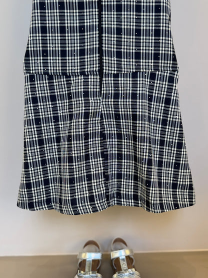 Vestido Infantil Alfaiataria Xadrez com Strass - Petit Cherie