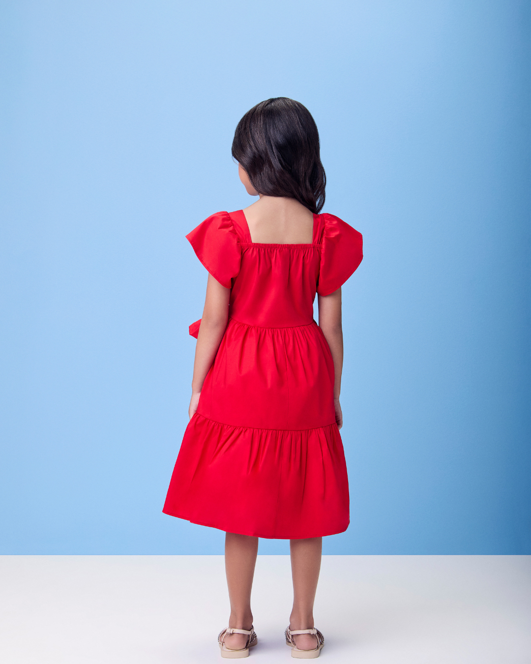 Vestido Infantil Amarração Laço Bordado Paetê - Momi