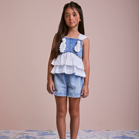 Conjunto Infantil Blusa e Shorts Jeans & Laise - Animê