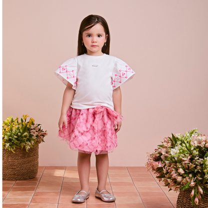 Conjunto Infantil Festinha Blusa Bordada e Saia Tule Minnie - Animê