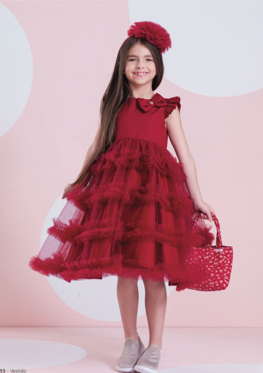 Vestido Infantil de Festa Saia Frufru Bala de Cereja - Pituchinhus