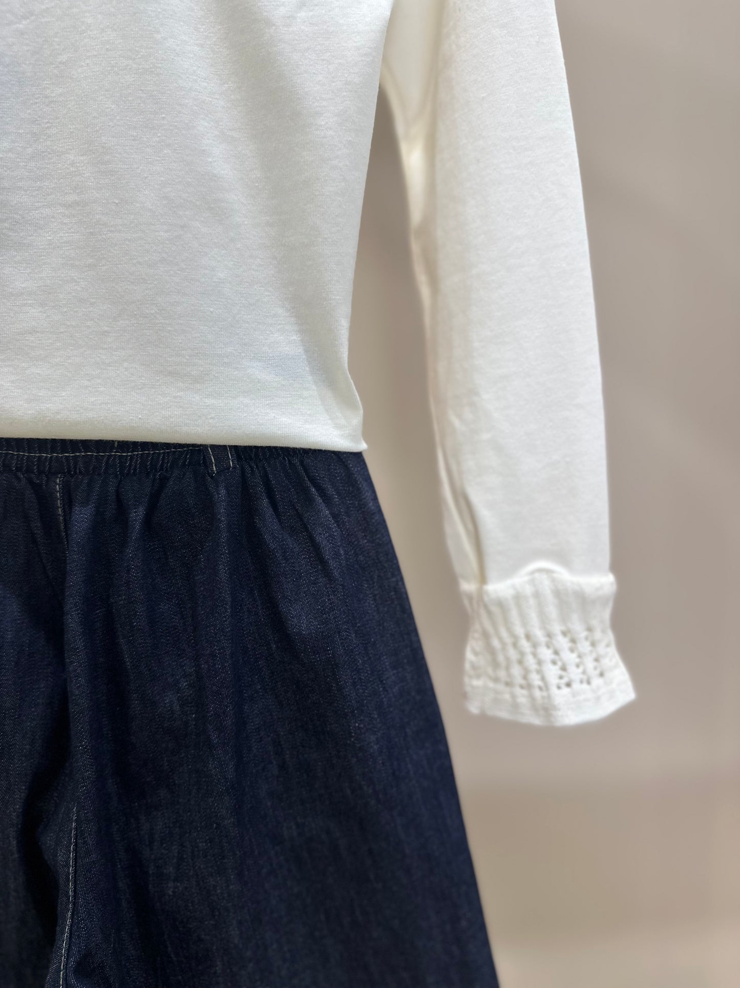 Conjunto Infantil Blusa Cotton Amour Cristal Off White e Calça Jeans Reta Cristais - Pituchinhus