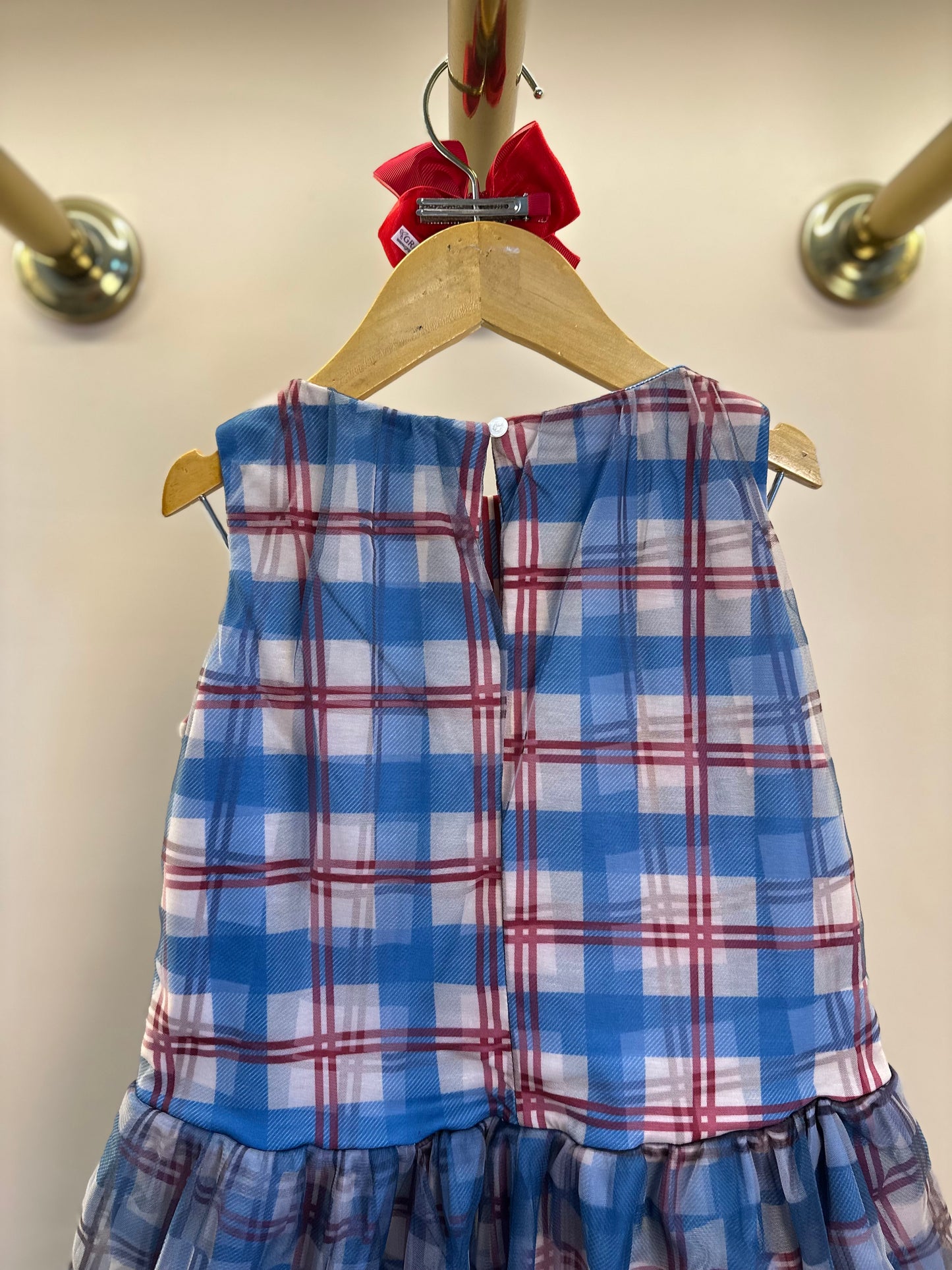 Vestido Infantil Tule Balonê Tartan Xadrez - Animê