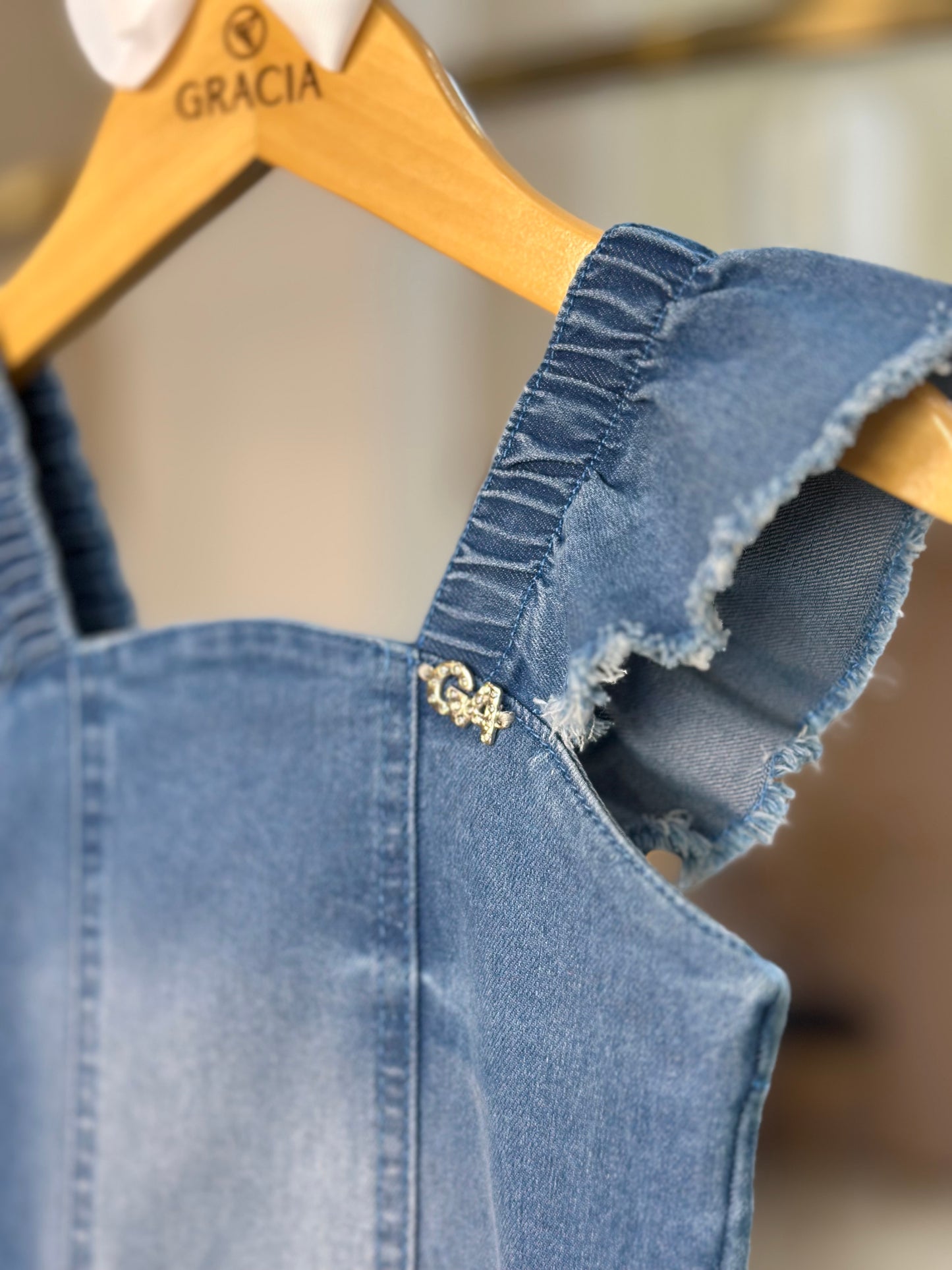 Vestido Infantil Balonê Jeans - Gabriela Aquarela