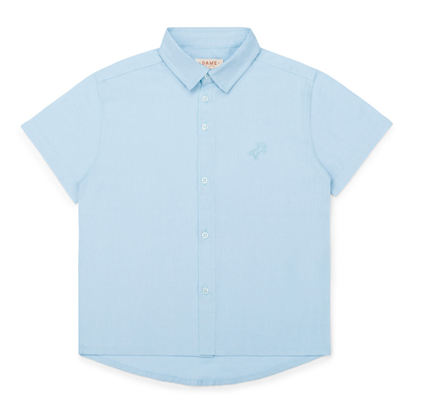 Camisa Infantil MC Oxfordine Azul - Dame