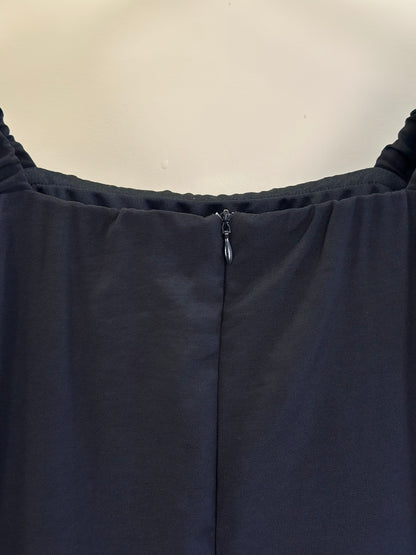Vestido Teen Sarja Viscose Balonê Strass Preto - Two In