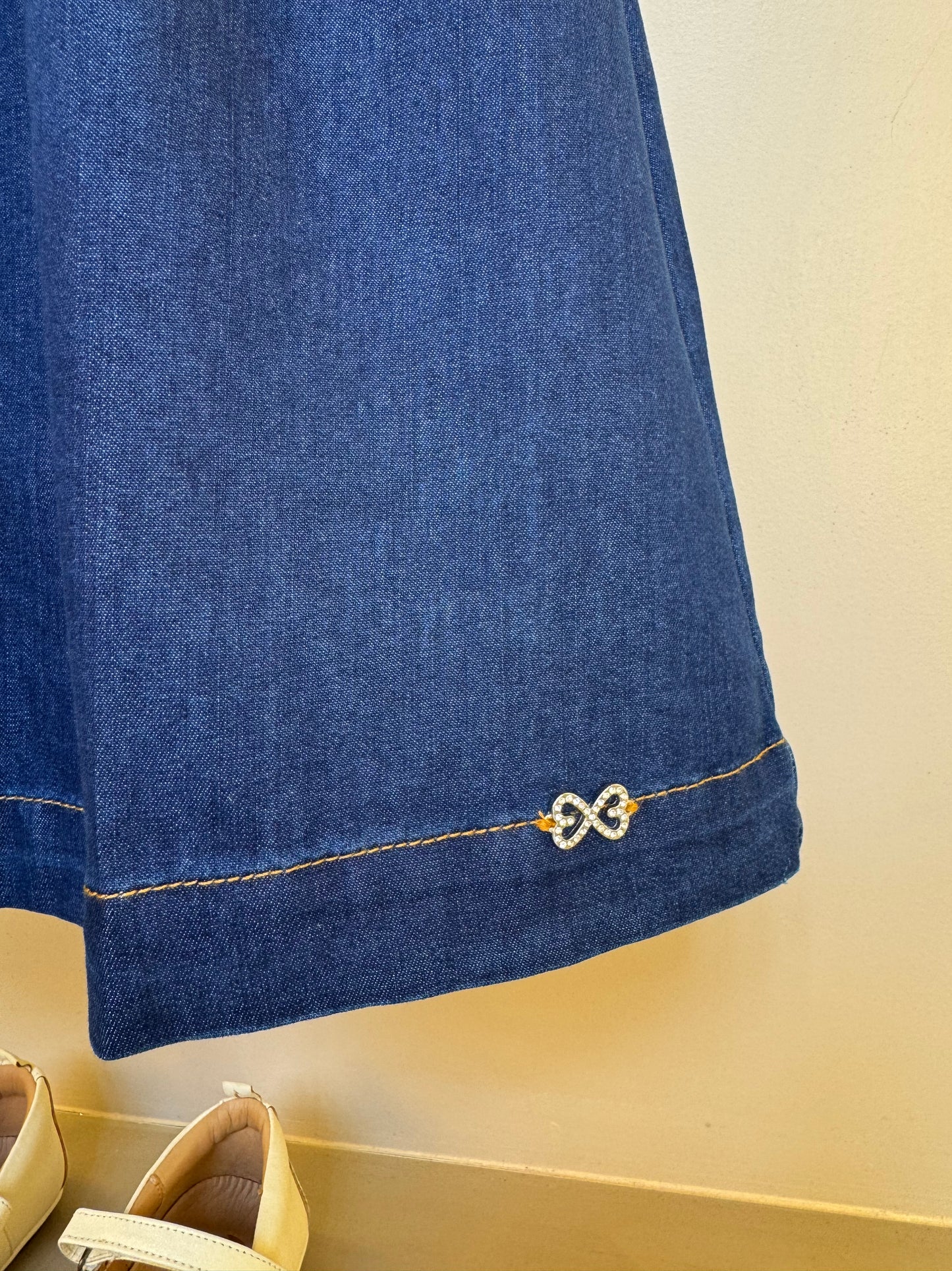 Vestido Infantil Jeans Aplicação Laços - Luluzinha
