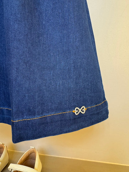 Vestido Infantil Jeans Aplicação Laços - Luluzinha