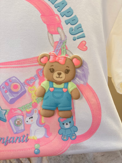 Conjunto Infantil Blusa Charms e Shorts Bolsos Corações - Infanti