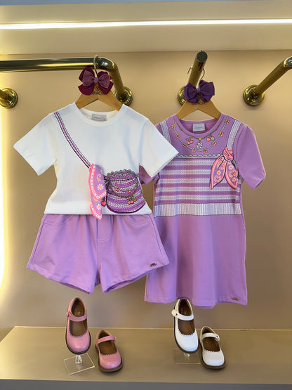 Vestido Infantil Estampa Tricot e Lenço - Momi