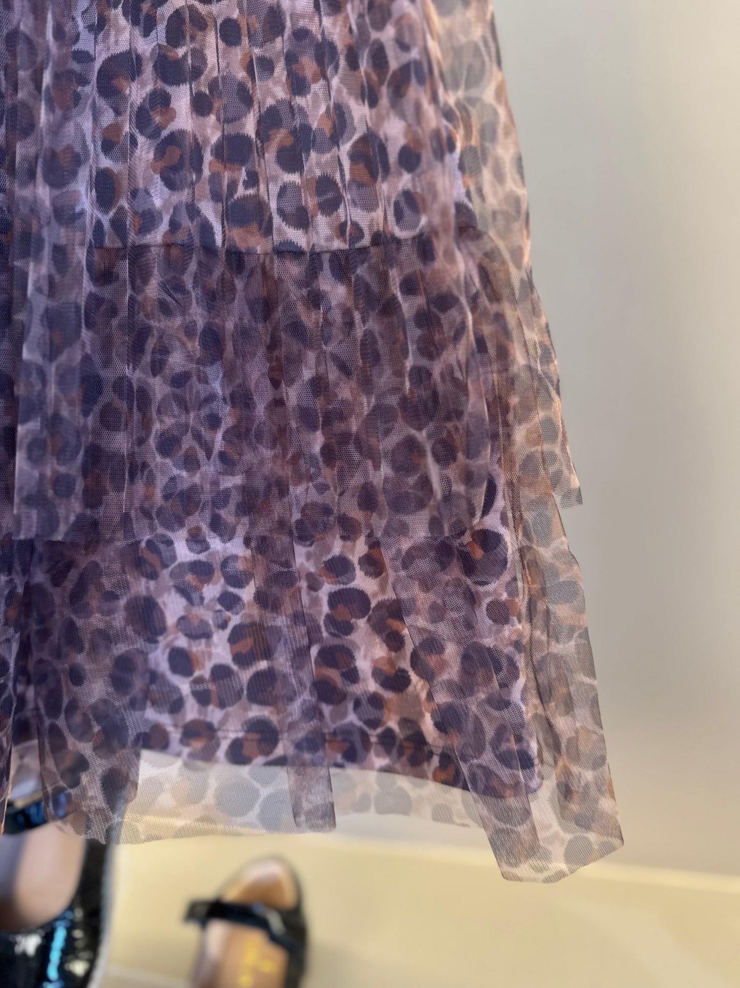 Vestido Infantil Tule Plissado Animal Print - Animê