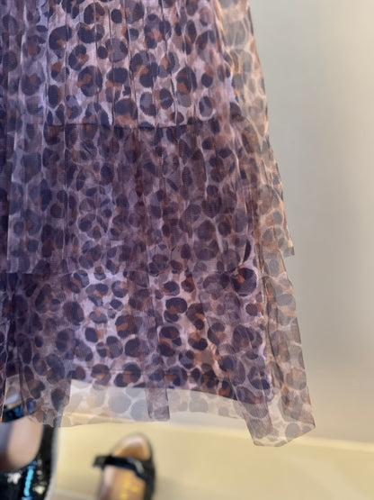Vestido Infantil Tule Plissado Animal Print - Animê