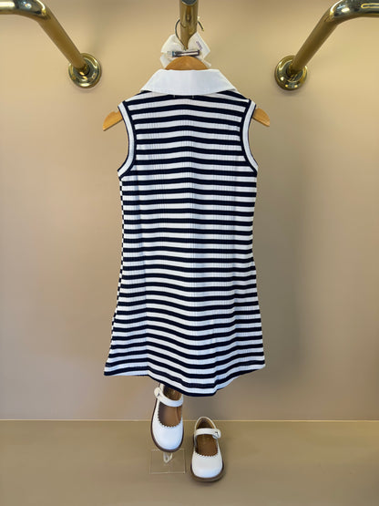 Vestido Infantil Polo Azul Listrado - Luluzinha