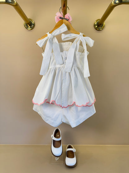 Conjunto Infantil Blusa Com Bordado Rechilieu de Borboleta na Barra e Shorts Tricoline - Luluzinha