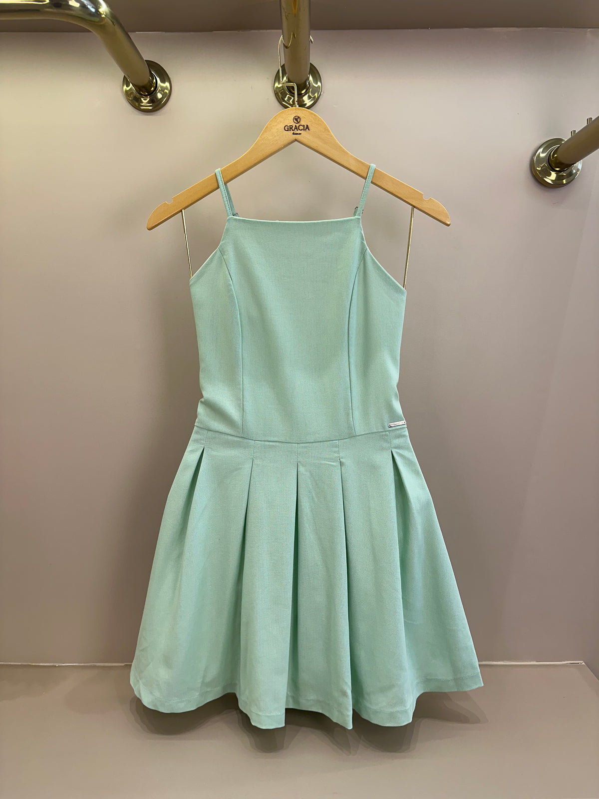 Vestido Teen Com Alças Finas e Saia Evasê - Vanilla Cream