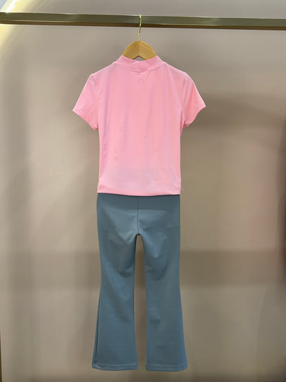 Conjunto Infantil Blusa Malu Hug Ballet Rosa e Calça Bailarina Malu Ballet Cinza - Siri Sport