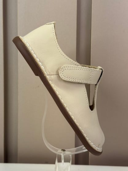 Sapato Infantil Couro Colegial Creme - Petit Cheval