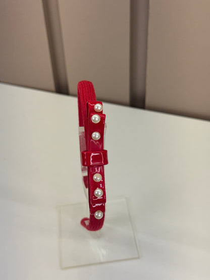 Arquinho Infantil Laço Pérolas Vermelho - Pituchinhus