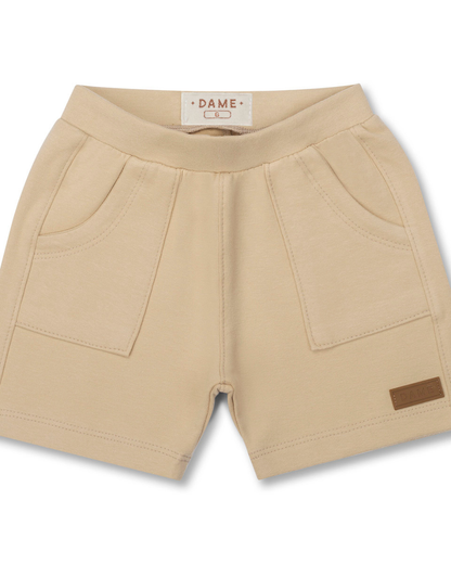 Conjunto Bebê Body Suedine Algodão ML Trio Teddy e Bermuda Moletom Algodão Bege - Dame