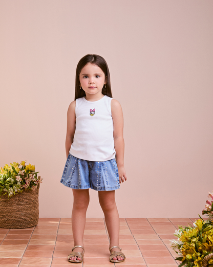 Shorts Infantil Jeans Strass - Animê