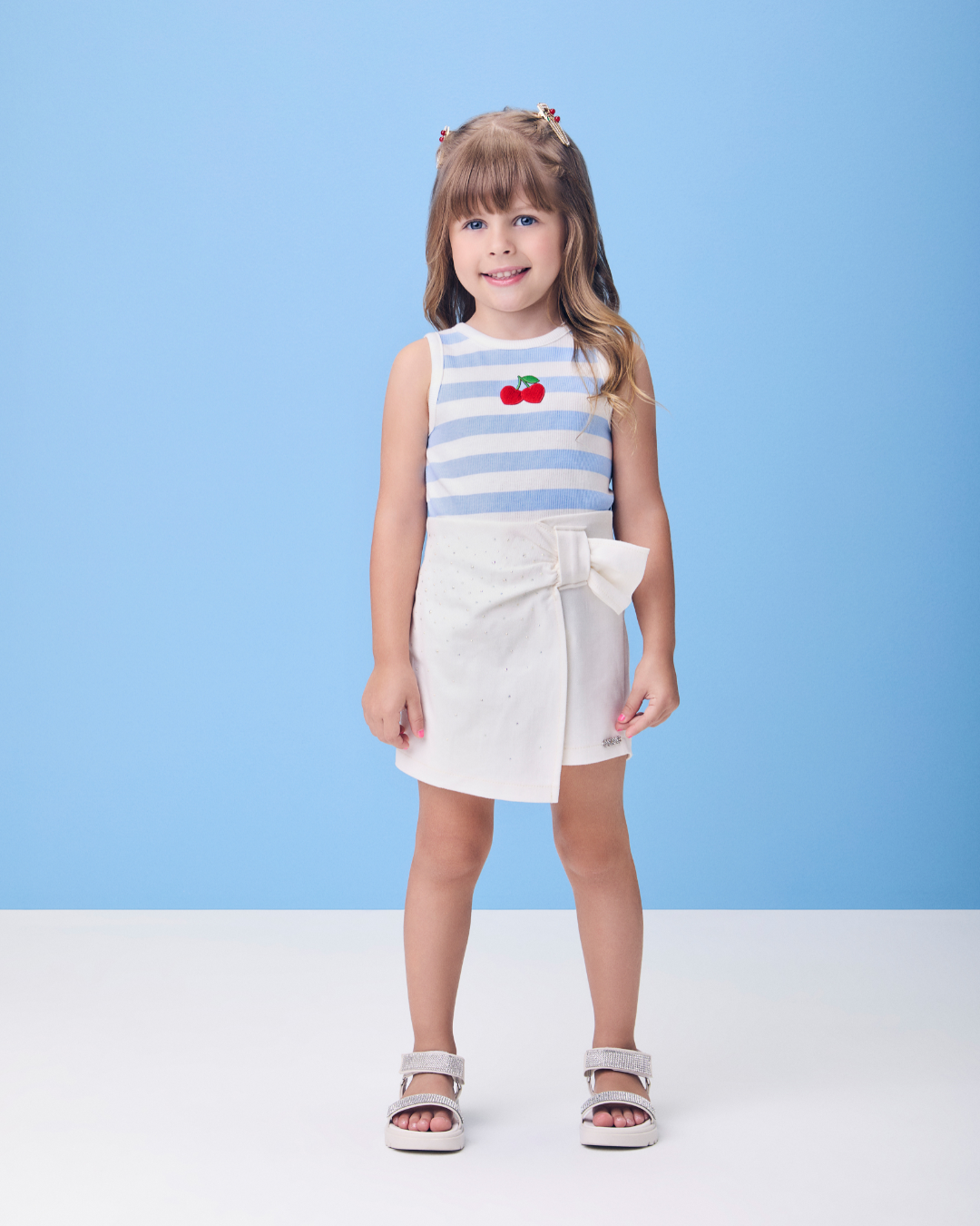Shorts-saia Infantil Laço Lateral Off White - Momi