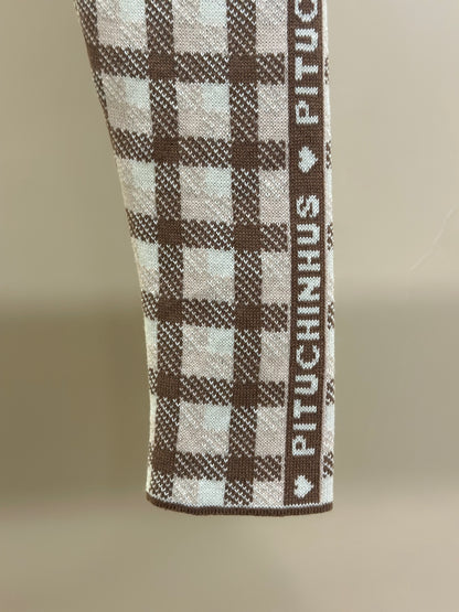 Legging Infantil Tricot Xadrez Marrom Marroque - Pituchinhus
