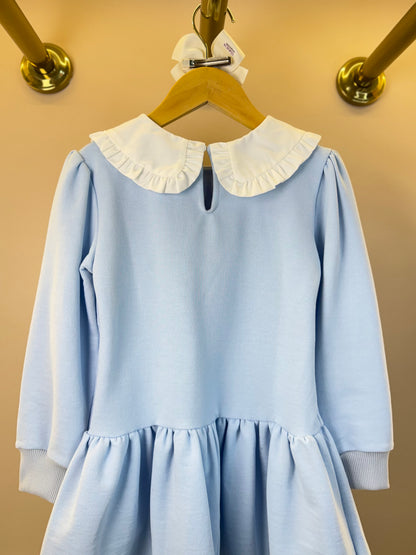 Vestido Infantil ML Babadinho Flores Bordados Azul - Luluzinha