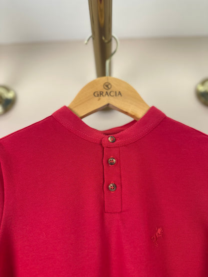 Polo Infantil Piquet Cavalo Bordado Vermelho - Dame