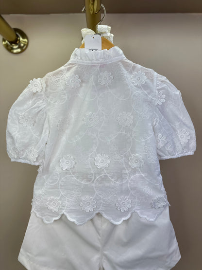 Conjunto Infantil Camisa Laise 3D com Barrado e Shorts Alfaiataria - Luluzinha