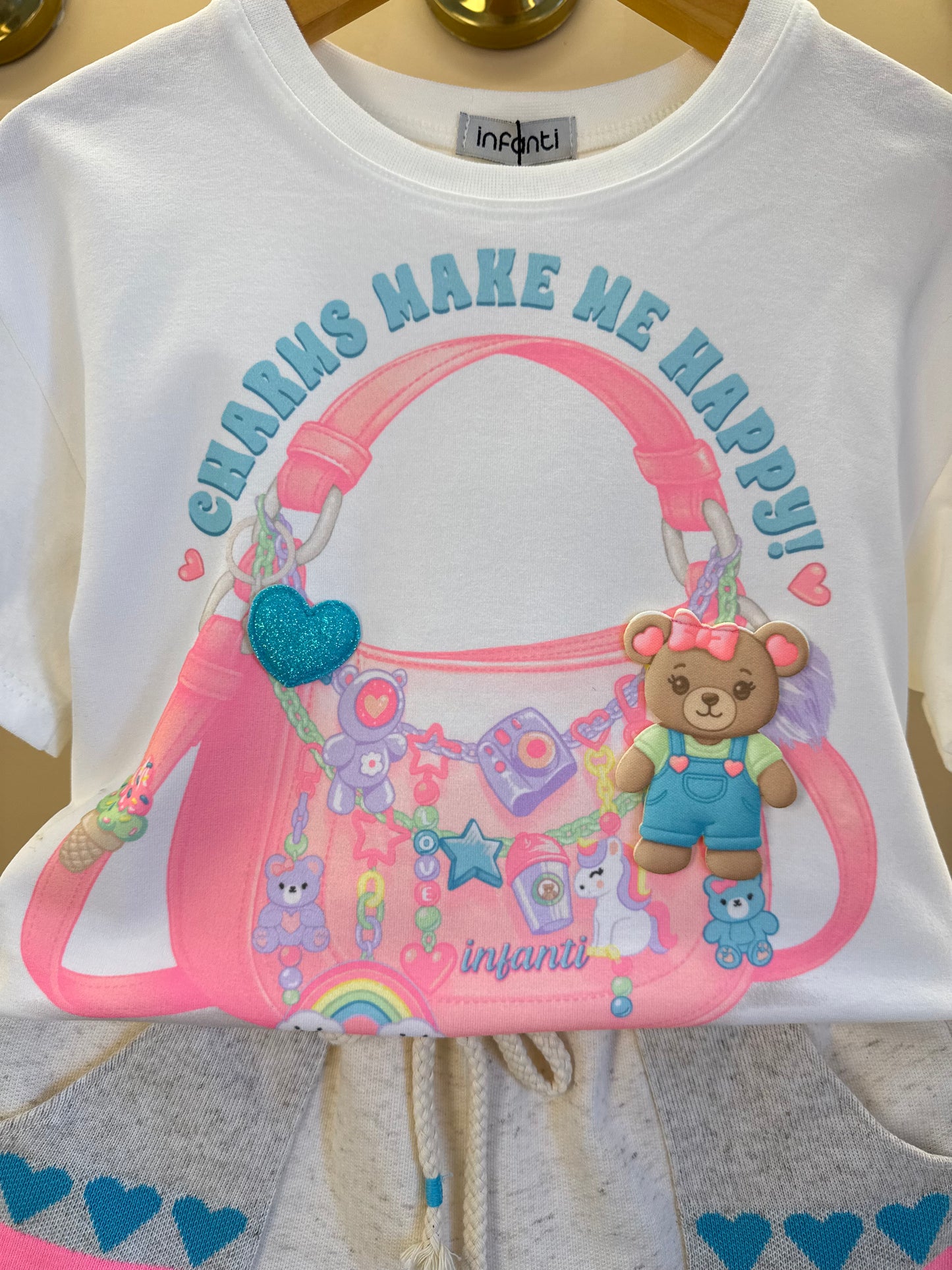 Conjunto Infantil Blusa Charms e Shorts Bolsos Corações - Infanti