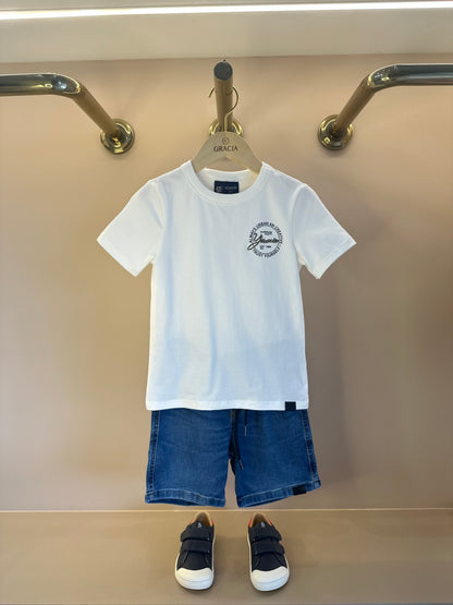 Conjunto Infantil T-Shirt Yourself e Bermuda Jeans - Youccie