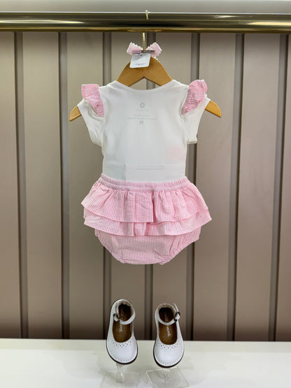 Conjunto Bebê Body Com Estampa Ursinho E Calcinha Fofa Tricoline Rosa - Um Mais Um