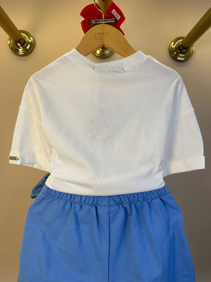 Conjunto Infantil Blusa Infantil Minnie Estampa de Tomate e Saia Shorts Infantil Laço Bordado de Tomate - Animê