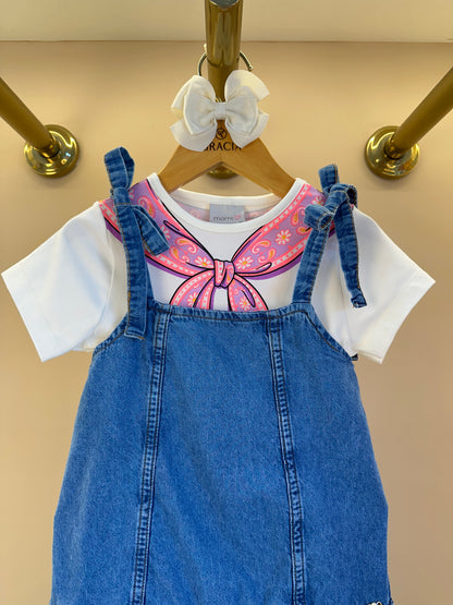 Salopete Infantil Jeans Saia Balonê - Momi