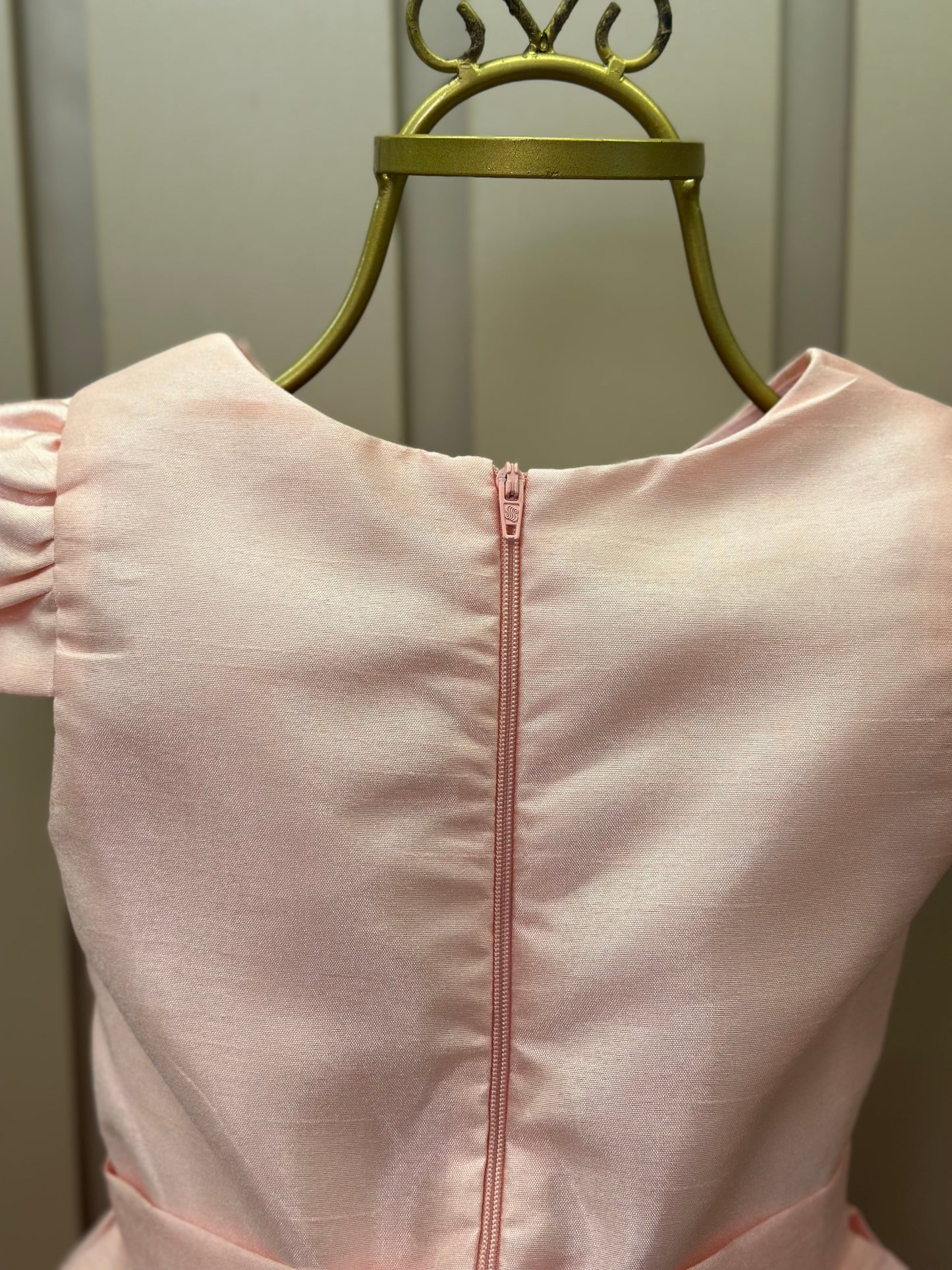 Vestido Infantil Festa Manga e Laço Rosa - Mon Sucré