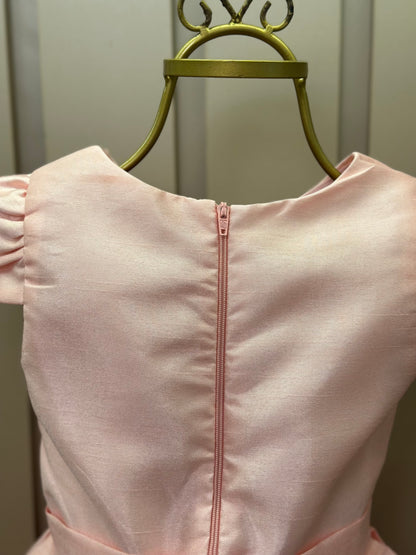 Vestido Infantil Festa Manga e Laço Rosa - Mon Sucré