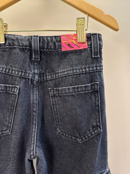 Calça Infantil Wide Leg Jeans Bolso Lateral  - Um Mais Um