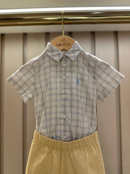 Camisa-body Bebê Algodão Xadrez Linho - Dame